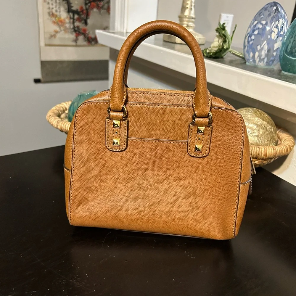 Michael Kors Brown Gold studded Mini Crossbody bag